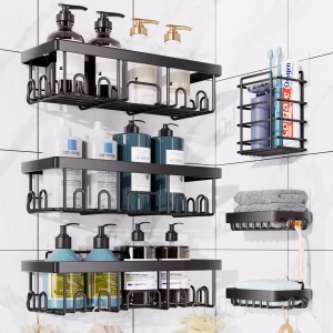 Ophanie Adhesive Shower Caddy 6 Pack, Large Capacity Bathroom Organizers and Storage